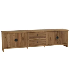 Macabane Meuble TV 2 tiroirs 4 portes bois pin recyclé SANDY