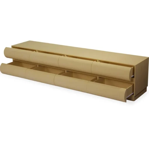 3S. x Home Meuble tv 8 tiroirs arrondis Mezade Bois Beige