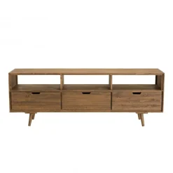 Macabane Meuble Tv ANDY Scandi Bois 3 Tiroirs 3 Niches Sapin Outlet