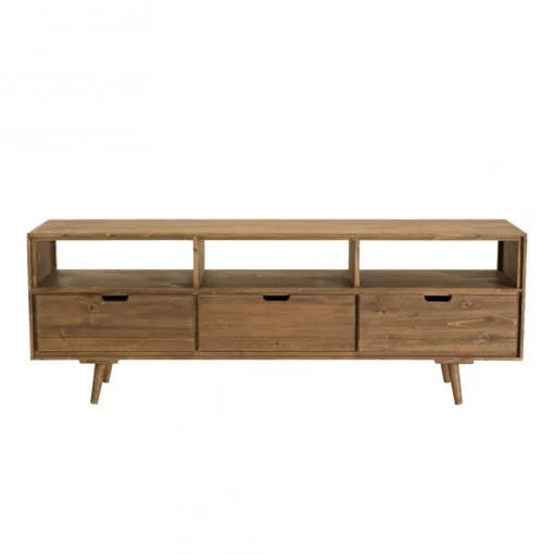 Macabane Meuble Tv ANDY Scandi Bois 3 Tiroirs 3 Niches Sapin Outlet