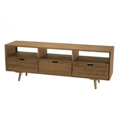 Macabane Meuble Tv ANDY Scandi Bois 3 Tiroirs 3 Niches Sapin Outlet