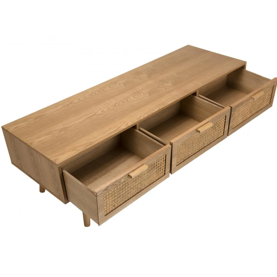 Macabane Meuble TV couleur naturel 3 tiroirs cannage - RODRIGO Clearance