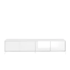 3S. x Home Meuble TV lowboard 4 portes blanc lacqué Outlet