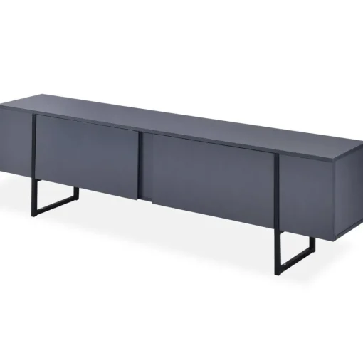 3S. x Home Meuble TV moderne avec 2 portes Valmain L180cm Gris foncé et Métal Noir Sale