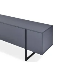 3S. x Home Meuble TV moderne avec 2 portes Valmain L180cm Gris foncé et Métal Noir Sale
