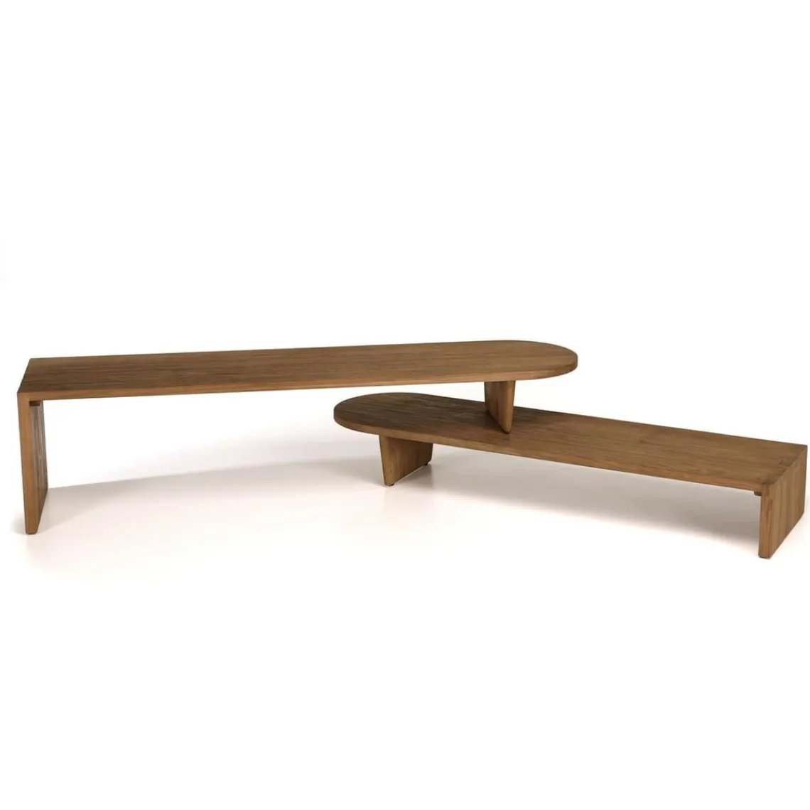 Macabane Meuble TV modulable 160x40cm en bois de teck recyclé naturel Clearance