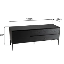 Macabane Meuble TV 1 porte 2 tiroirs pieds métal MAXENDRE Noir