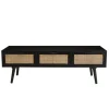 Macabane Meuble TV noir 3 tiroirs cannage - MIKEL