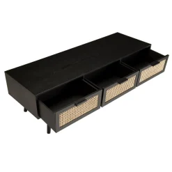 Macabane Meuble TV noir 3 tiroirs cannage - MIKEL