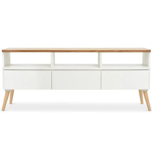 3S. x Home Meuble TV Scandinave Bois Blanc ACHUMAWI
