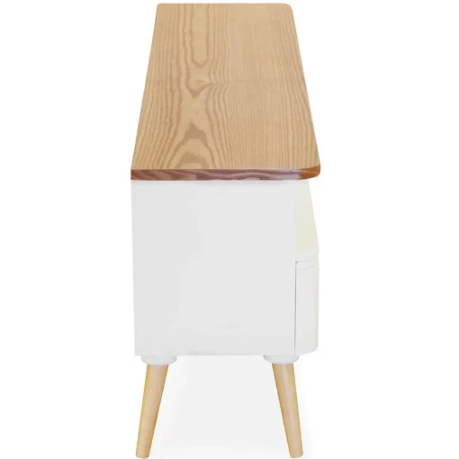 3S. x Home Meuble TV Scandinave Bois Blanc ACHUMAWI