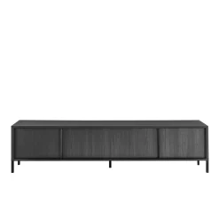 3S. x Home Meuble TV STEEL lowboard 4 portes chene noir Discount