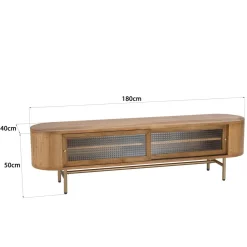 Macabane Meuble TV YSEULT 2 portes coulissantes en verre Hot
