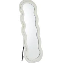 3S. x Home Miroir en pied décoratif design ondulé Andromak Velours Crème Clearance