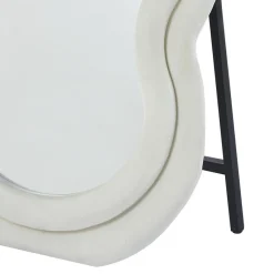 3S. x Home Miroir en pied décoratif design ondulé Andromak Velours Crème Clearance