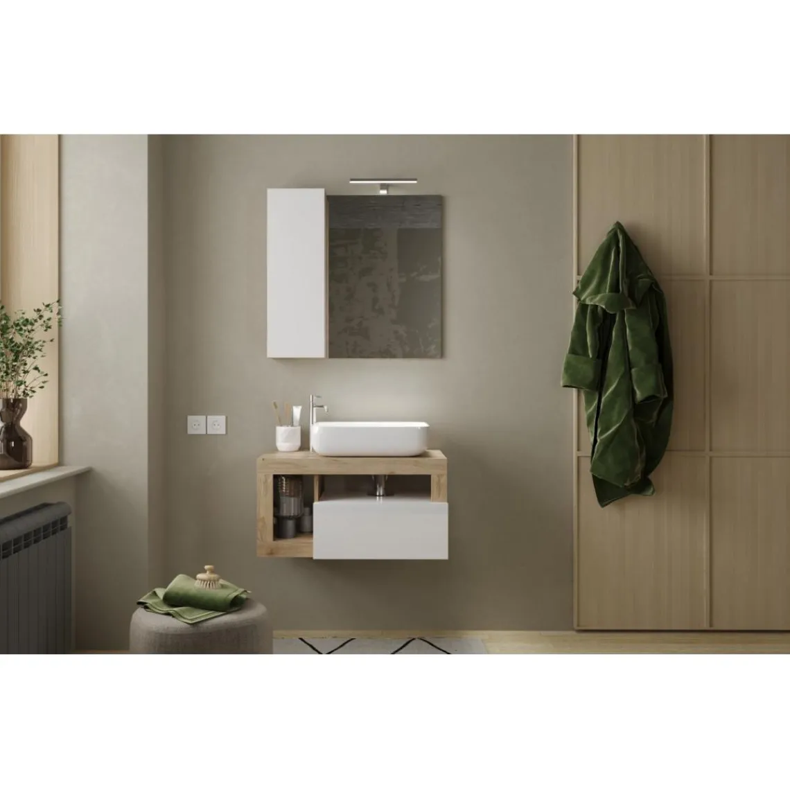 3S. x Home Miroir Led avec Colonne Integrée Ancona 1 Porte L78 cm Hot