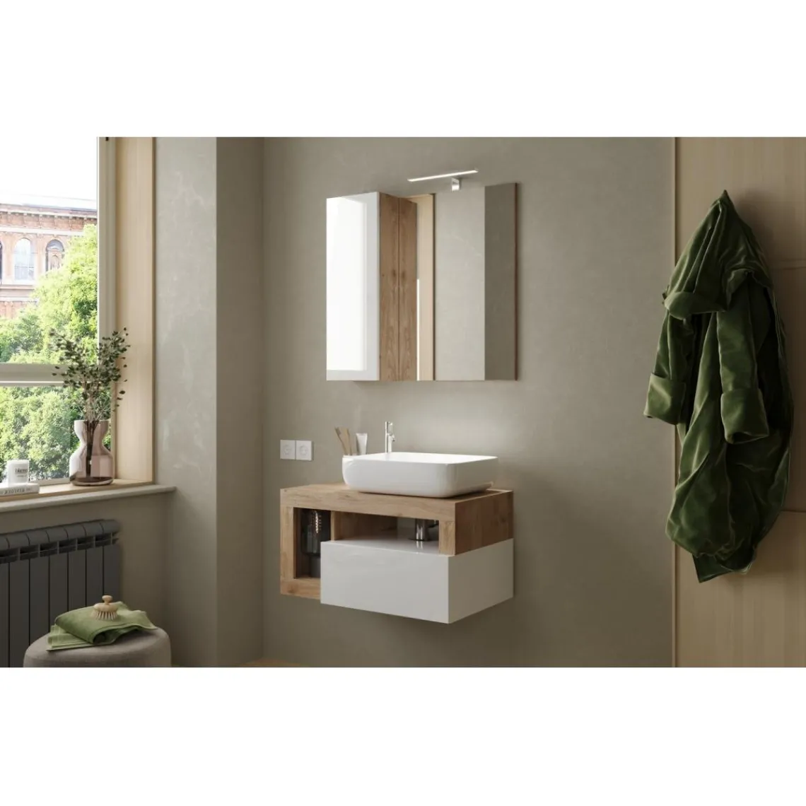 3S. x Home Miroir Led avec Colonne Integrée Ancona 1 Porte L78 cm Hot