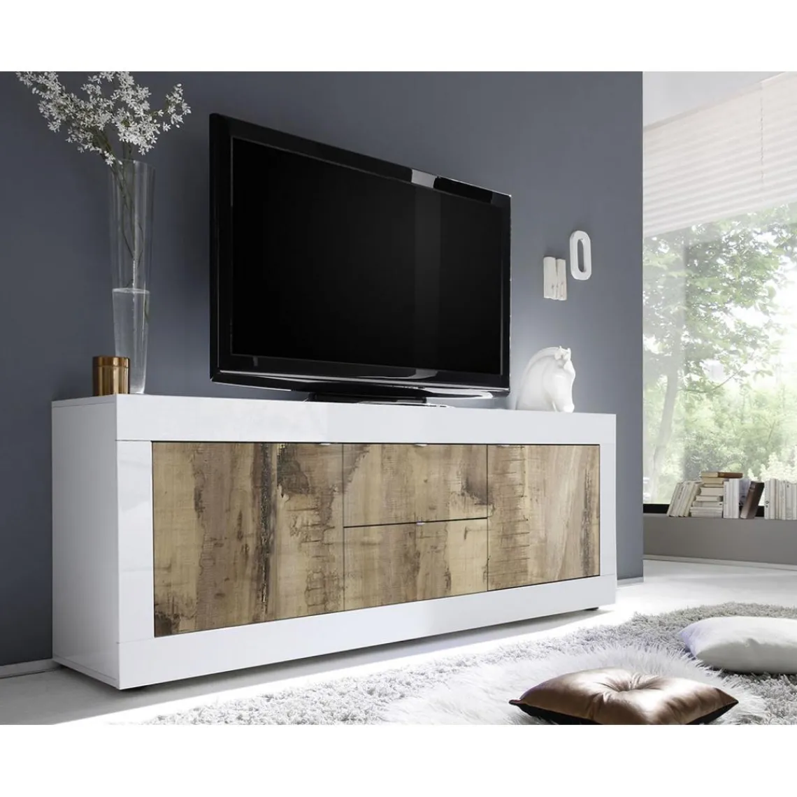 3S. x Home Miroir Led avec Colonne Integrée Bari 1 Porte blanc Discount