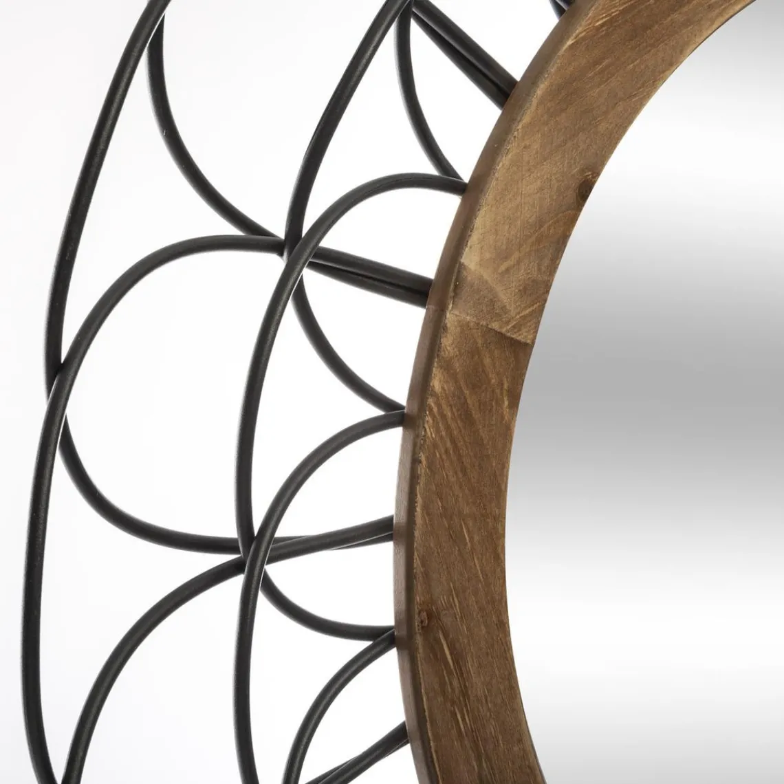 3S. x Home Miroir Métallique et Bois en Forme de fleur Hot