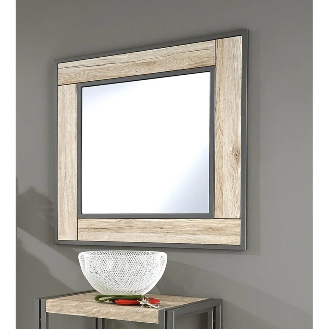 3S. x Home Miroir mural avec cadre décor chêne San Remo Best