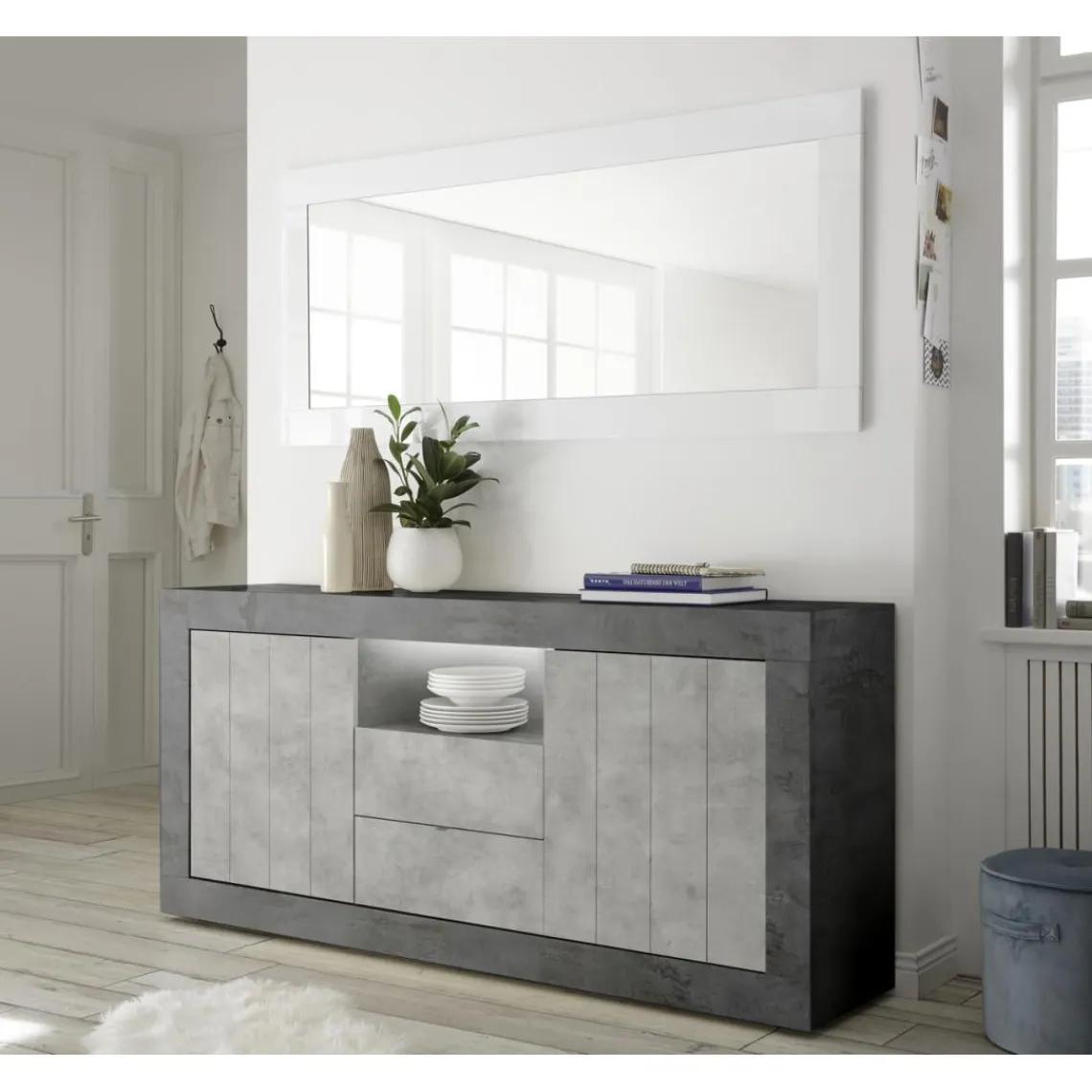 3S. x Home Miroir rectangulaire AMALFI laqué blanc brillant