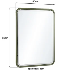 Macabane Miroir rectangulaire angles arrondis en métal vert HELENA Online