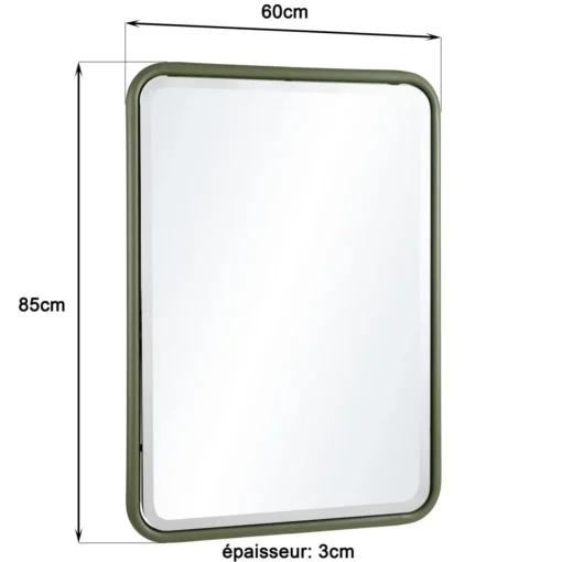 Macabane Miroir rectangulaire angles arrondis en métal vert HELENA Online