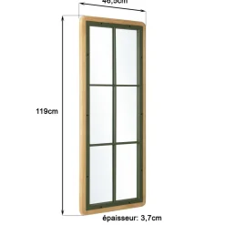 Macabane Miroir rectangulaire esprit verrière pin et métal vert HELENA Outlet