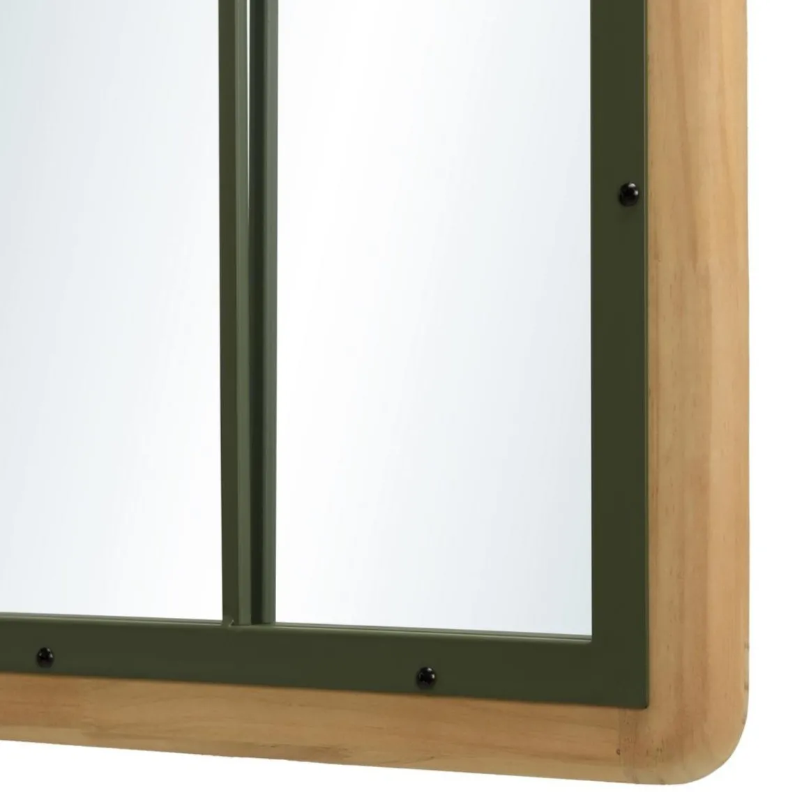 Macabane Miroir rectangulaire esprit verrière pin et métal vert HELENA Outlet