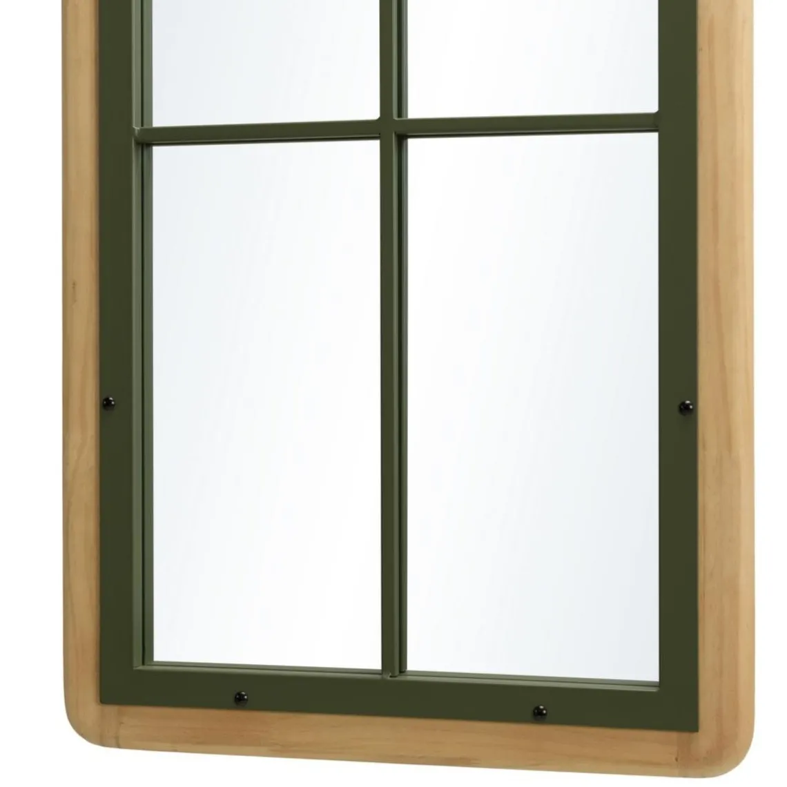 Macabane Miroir rectangulaire esprit verrière pin et métal vert HELENA Outlet