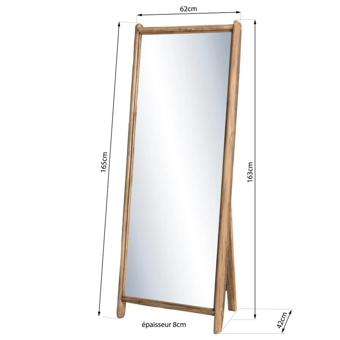 Macabane Miroir Sur Pieds / Psyche ANDRIAN Bois Pin Recyclé Hot