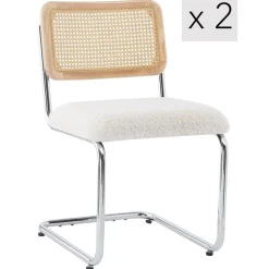 3S. x Home Nordlys - Lot de 2 Chaises de Salle a Manger Industrielles Metal Cannage Rotin New