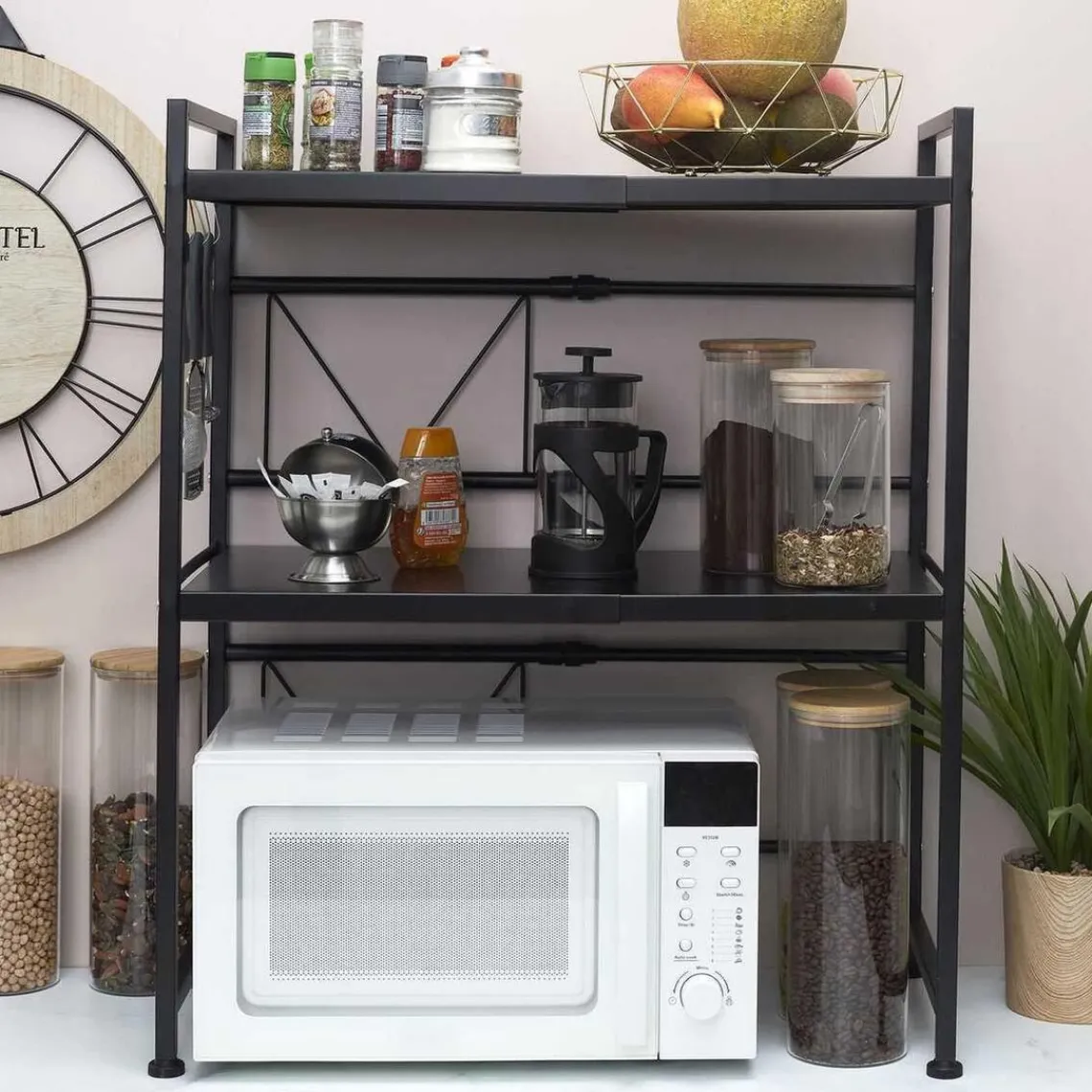 3S. x Home Organisateur Micro-Ondes Modulable 40-en Métal Clearance