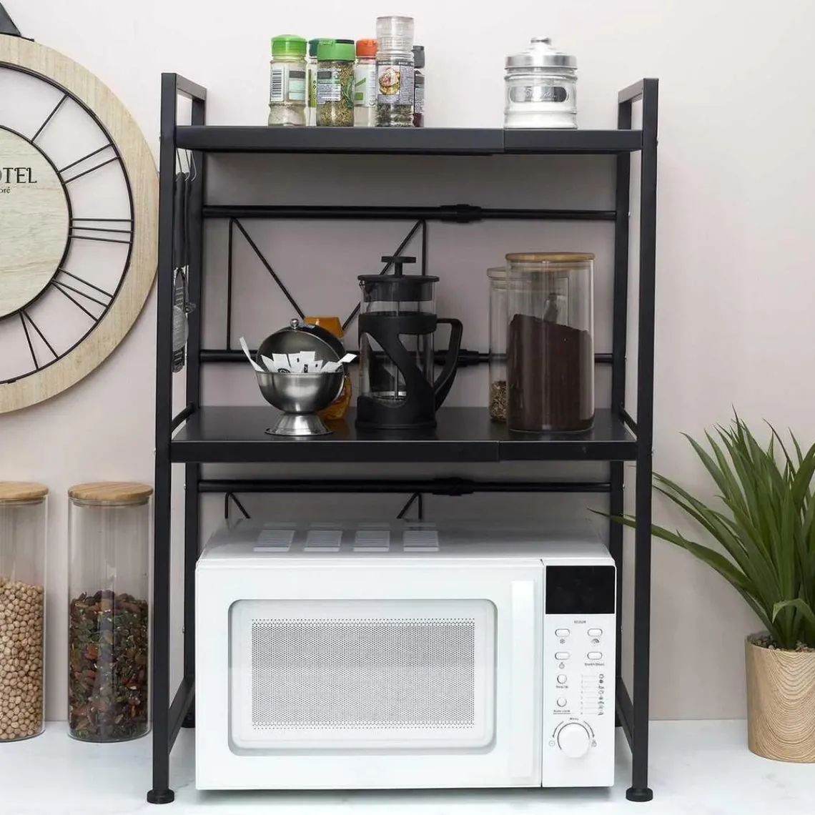 3S. x Home Organisateur Micro-Ondes Modulable 40-en Métal Clearance