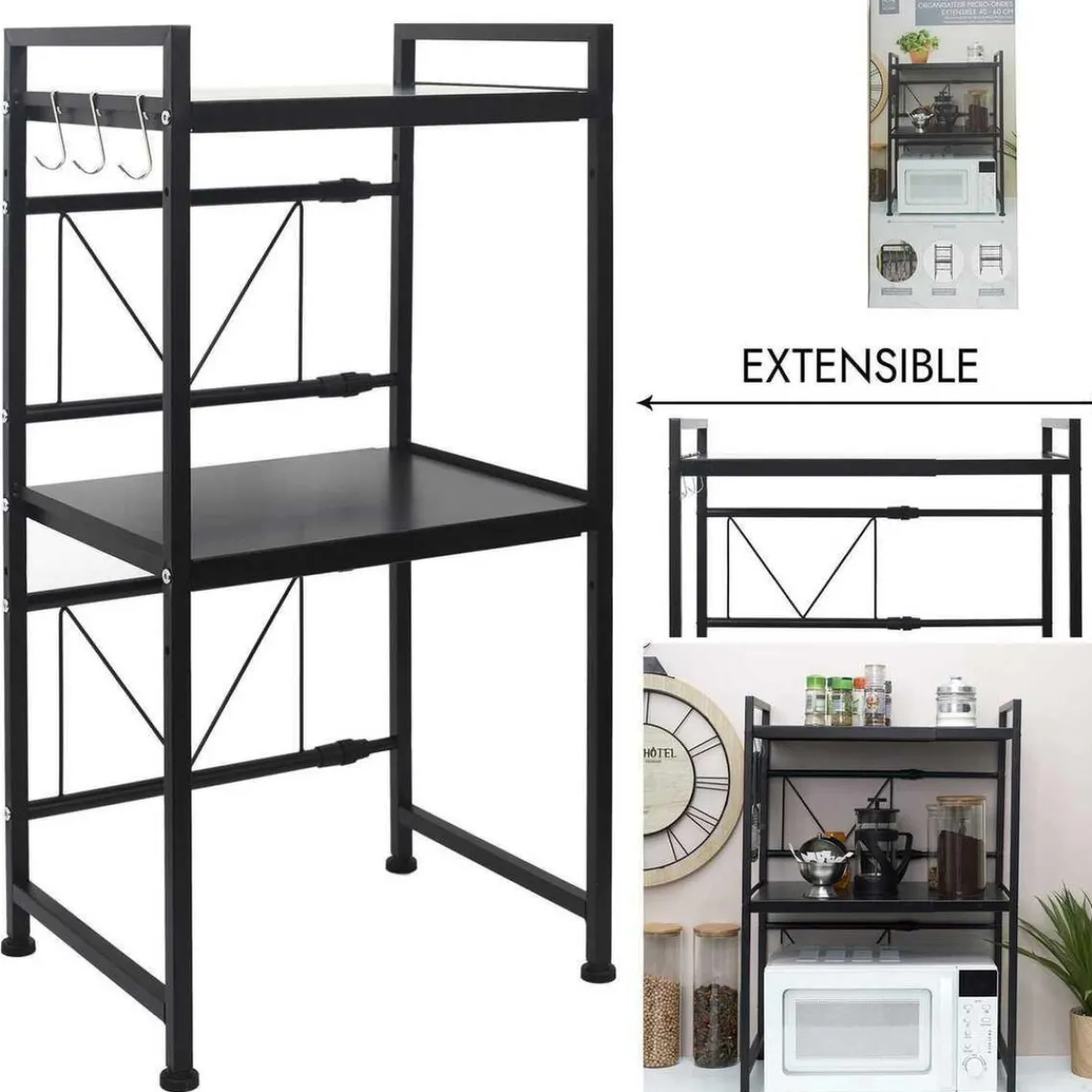3S. x Home Organisateur Micro-Ondes Modulable 40-en Métal Clearance