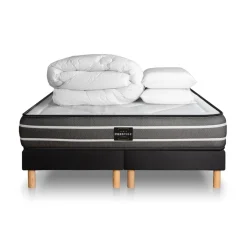 Prestige literie Pack Exclusive double sommier noir Best