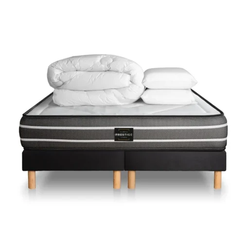 Prestige literie Pack Exclusive double sommier noir Best