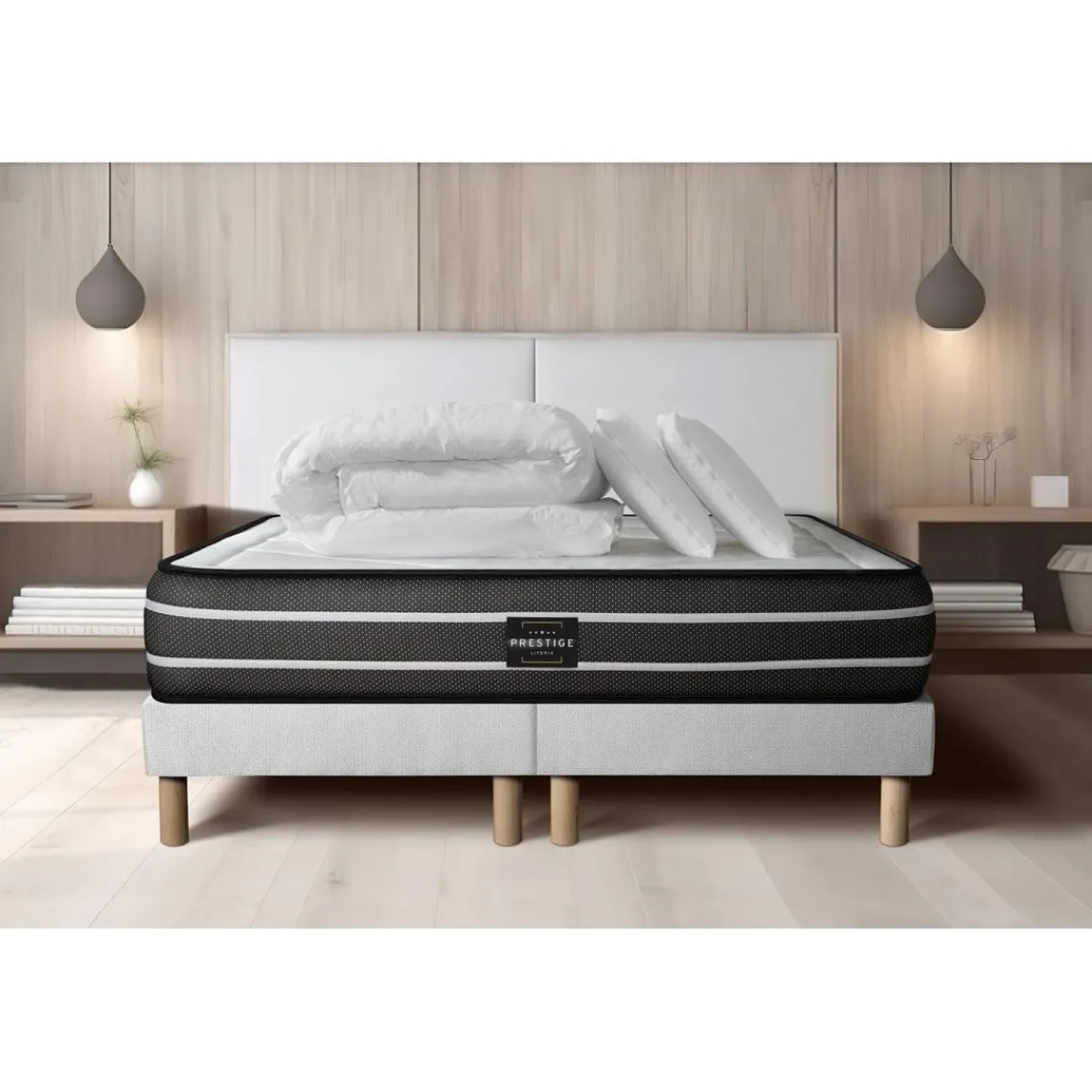 Prestige literie Pack Exclusive sommier blanc Outlet