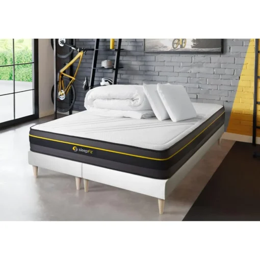 Sleepfit Pack matelas ACTIVE double sommiers blanc Couette et 2 oreillers Best
