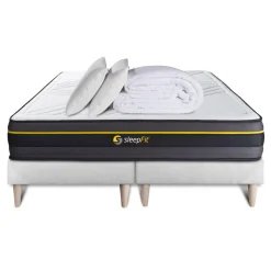 Sleepfit Pack matelas ACTIVE double sommiers blanc Couette et 2 oreillers Best