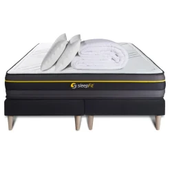Sleepfit Pack matelas ACTIVE double sommiers noir Couette et 2 oreillers
