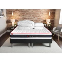Somness Pack matelas ENERGY double sommiers noir Couette 2 oreillers Clearance