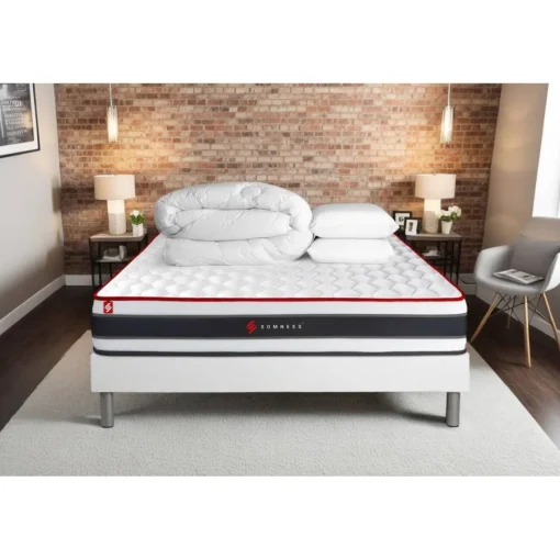 Somness Pack matelas ENERGY sommier blanc Couette et 2 oreillers Outlet