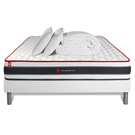 Somness Pack matelas ENERGY sommier blanc Couette et 2 oreillers Outlet