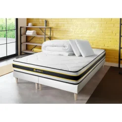 Sleepfit Pack matelas FLEXY double sommiers blanc Couette 2 oreillers New