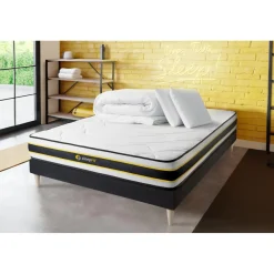 Sleepfit Pack matelas FLEXY sommier noir Couette et 2 oreillers Hot
