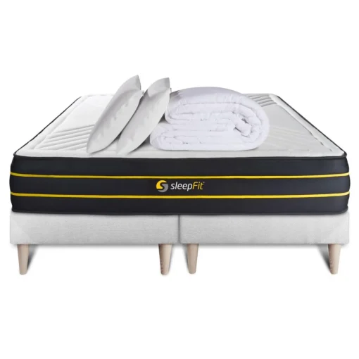 Sleepfit Pack matelas ULTRA double sommiers blanc Couette et 2 oreillers