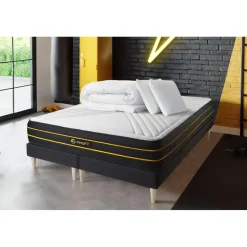 Sleepfit Pack matelas ULTRA double sommiers noir Couette et 2 oreillers Best