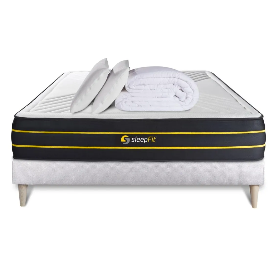 Sleepfit Pack matelas ULTRA sommier blanc Couette 2 oreillers