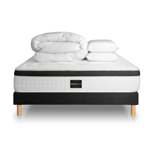 Prestige literie Pack Privilège Memoire de forme 5 zones sommier noir New